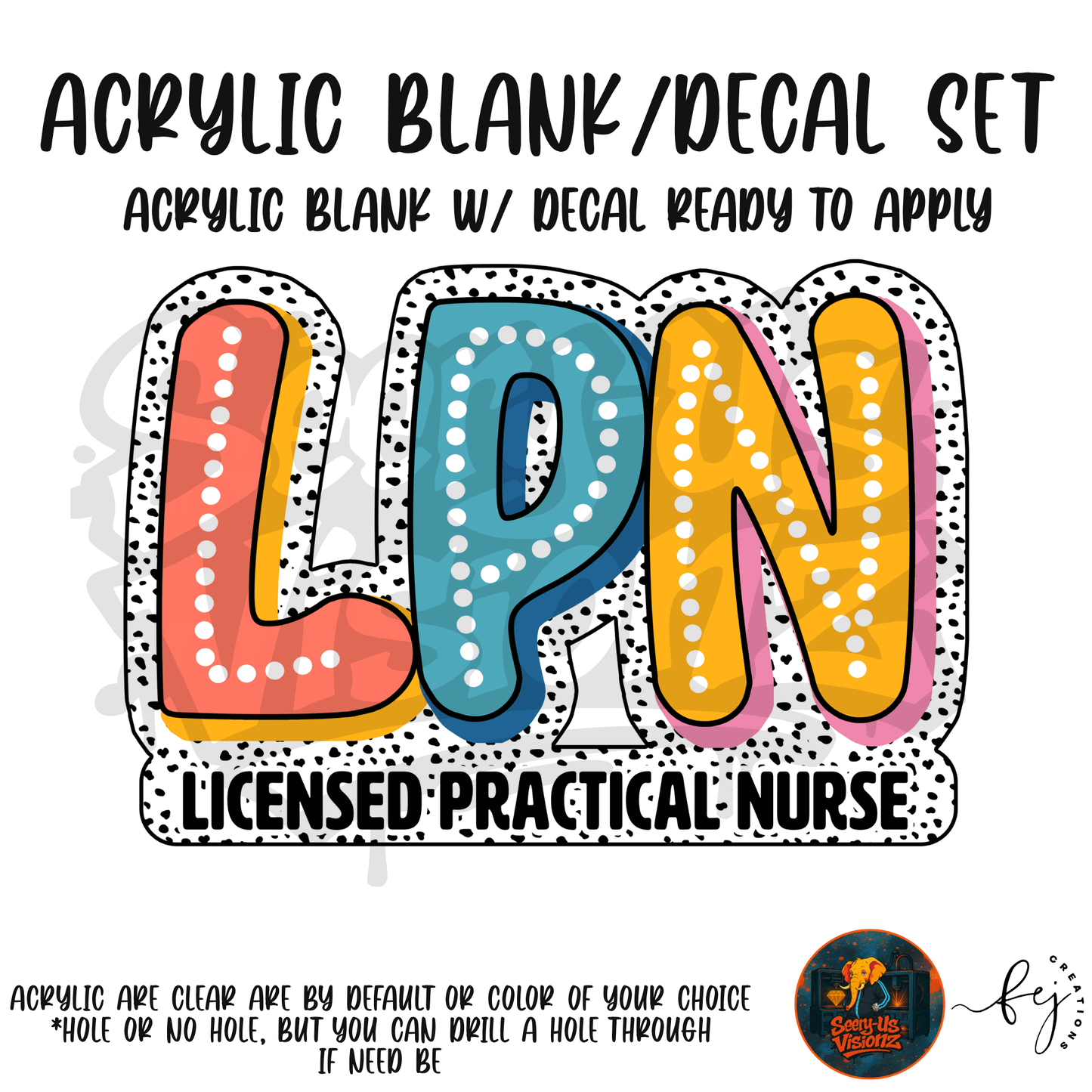 Licensed Practical Nurse Letters Acrylic & Decal Kit