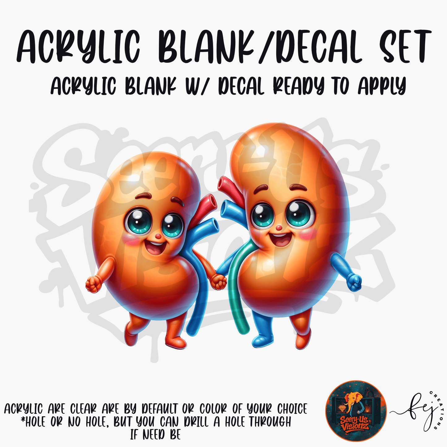 Kidney Besties Acrylic & Decal Kit
