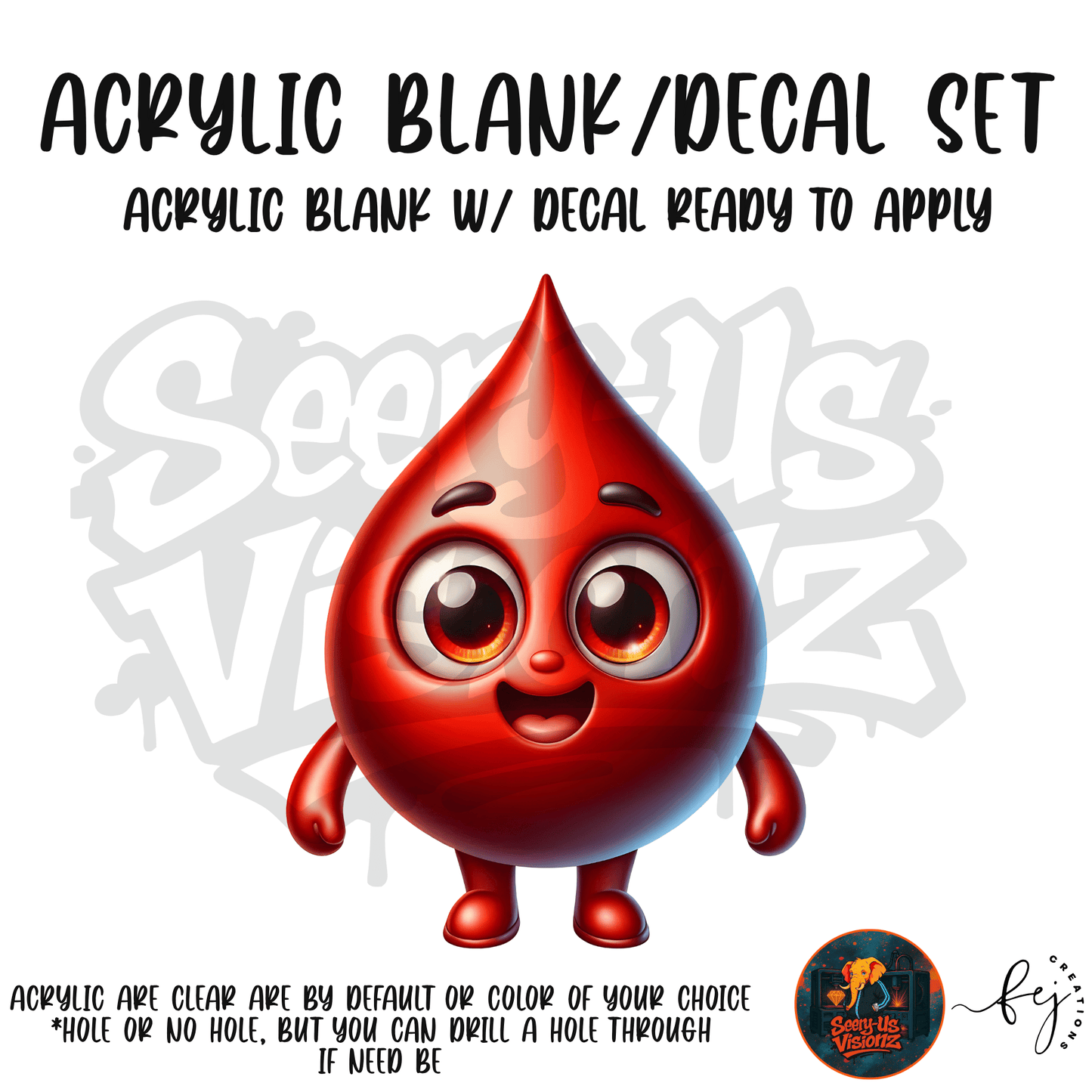 Happy Blood Drop Acrylic & Decal Kit
