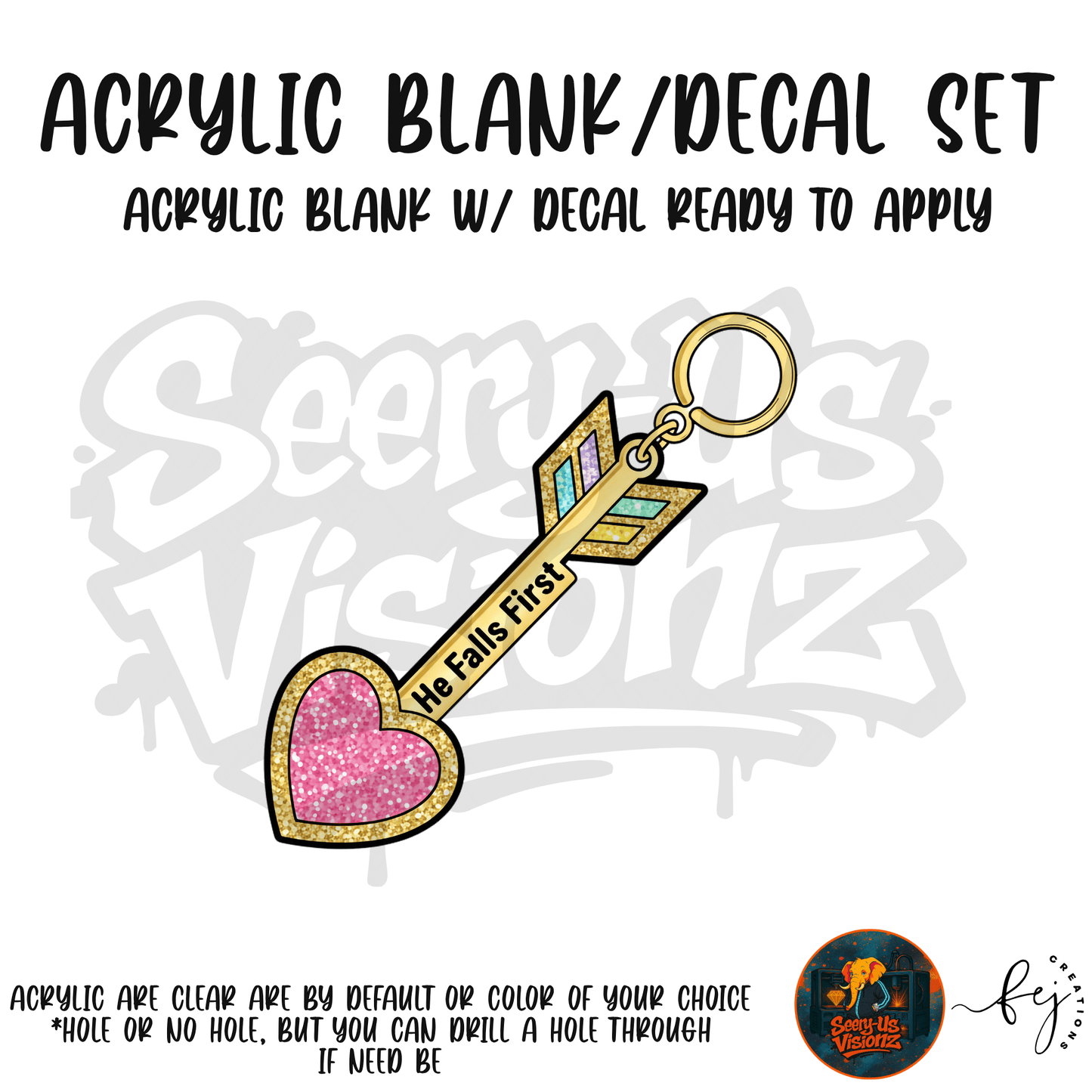 Heart Arrow Charm Acrylic & Decal Kit