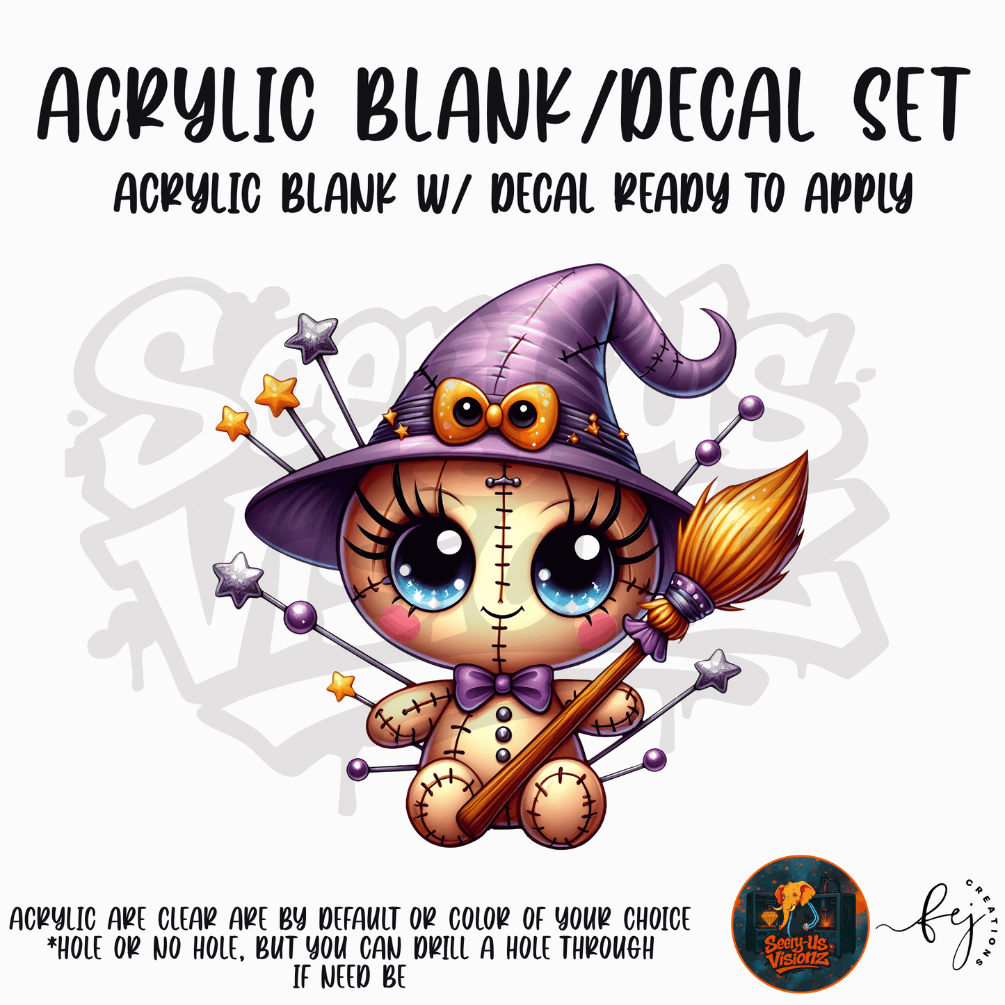 Little Witch Voodoo Doll Acrylic & Decal Kit