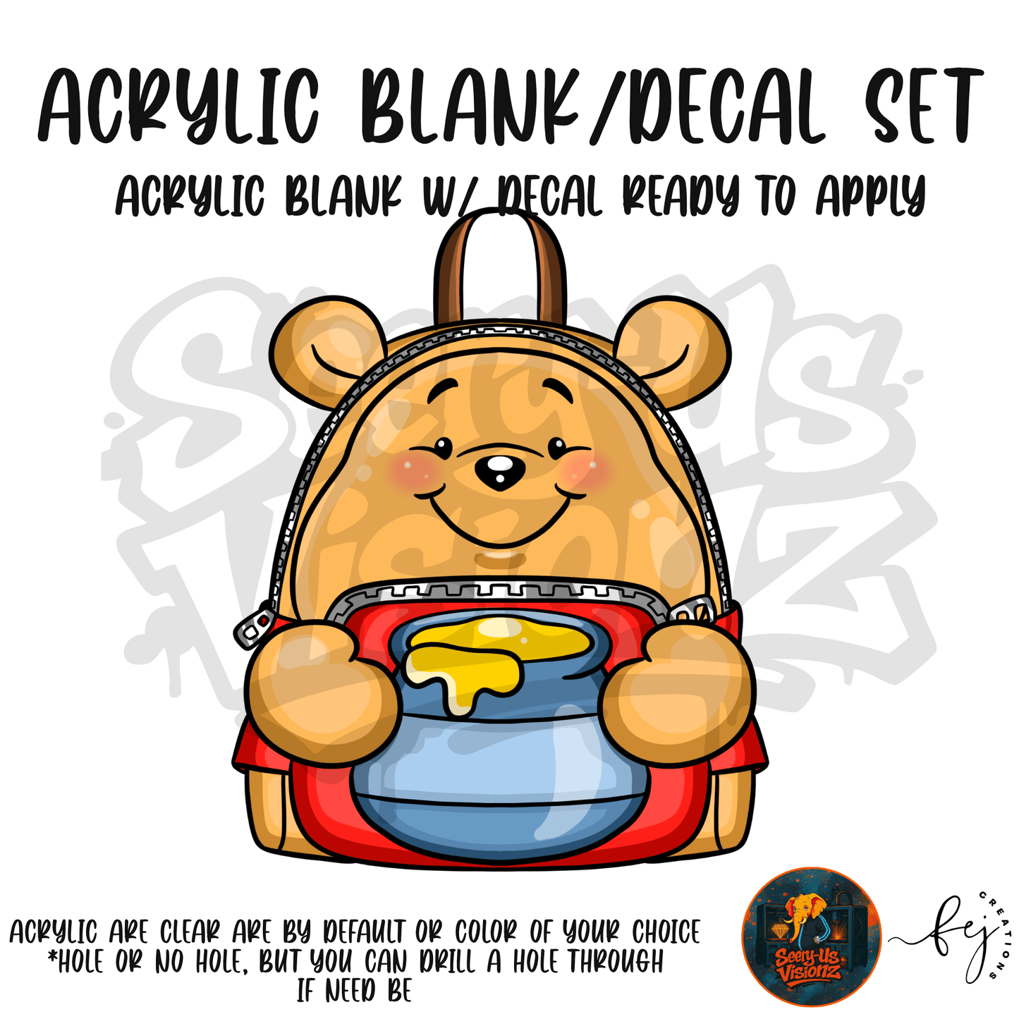 Honey Bear Backpack Acrylic & Decal Kit