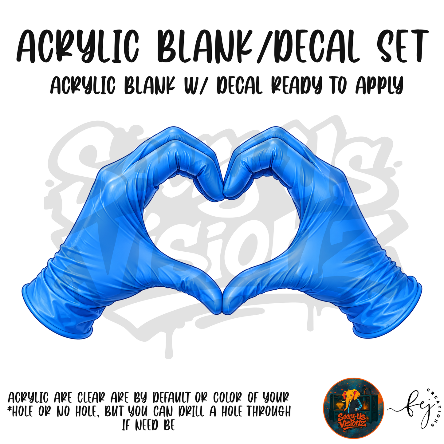 Medical Gloves Blue Acrylic & Decal Kit