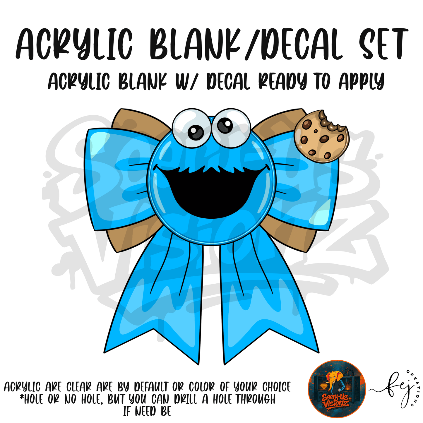 Blue Monster Bow Acrylic & Decal Kit