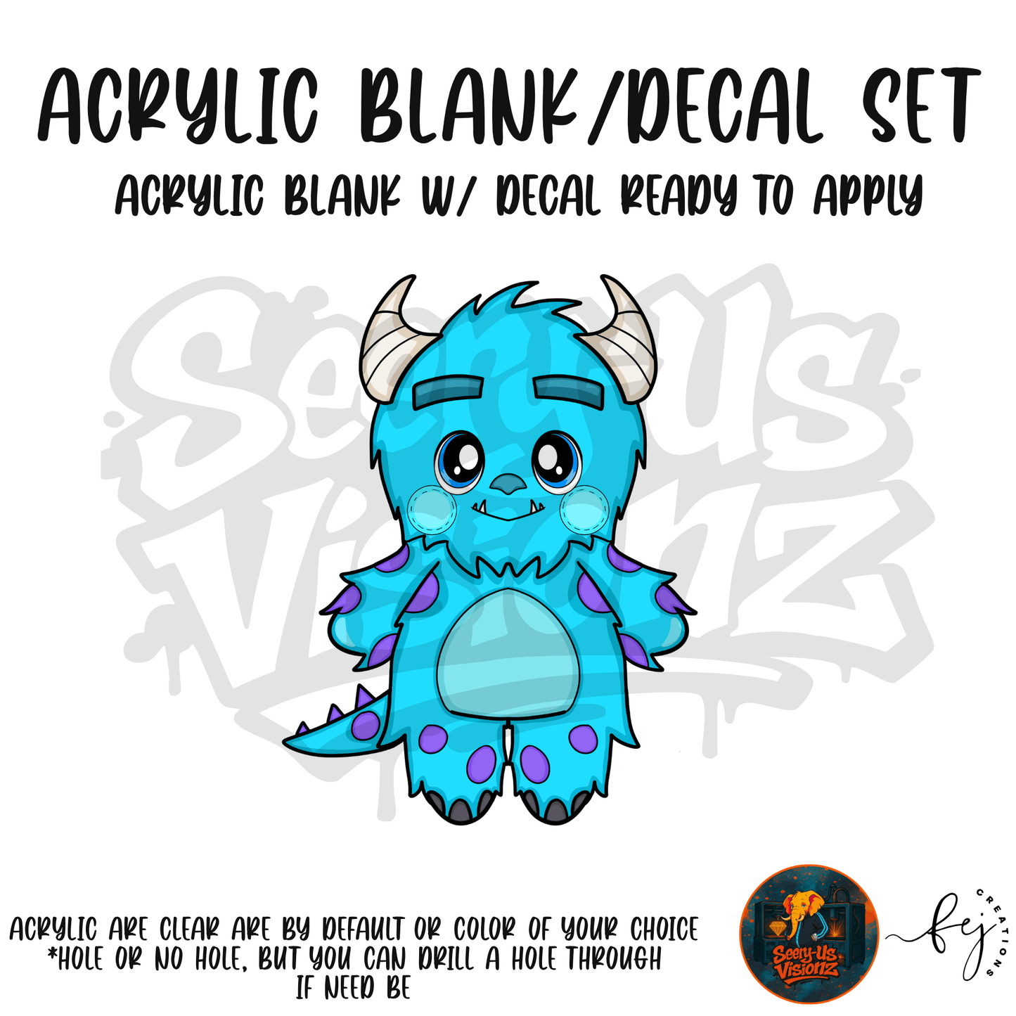 Blue Furry Monster Acrylic & Decal Kit