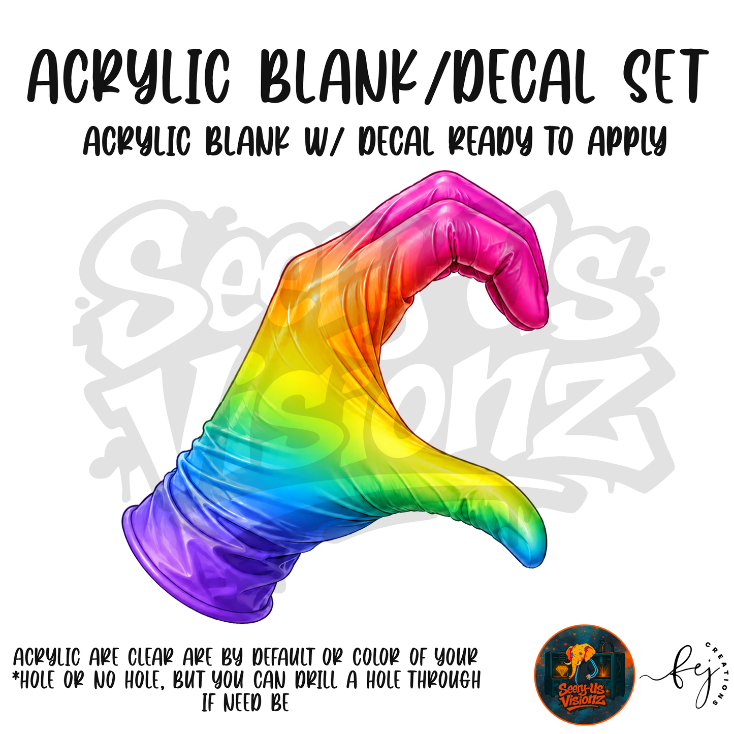 Medical Single Glove Rainbow Acrylic & Decal Kit