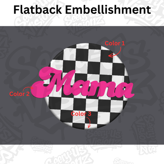 Checkered Mama - Embellishment Flatback Charm