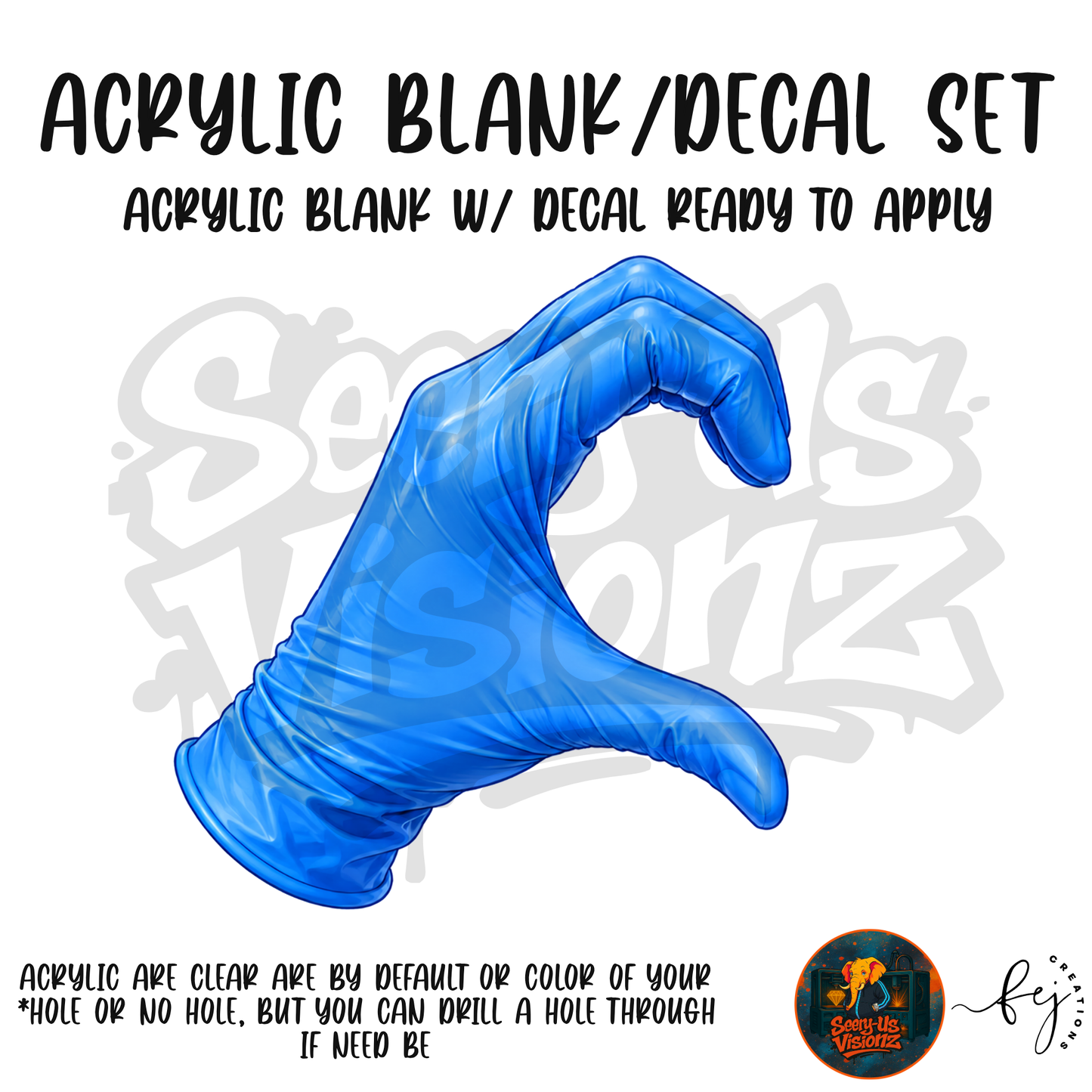 Medical Single Glove Blue Acrylic & Decal Kit