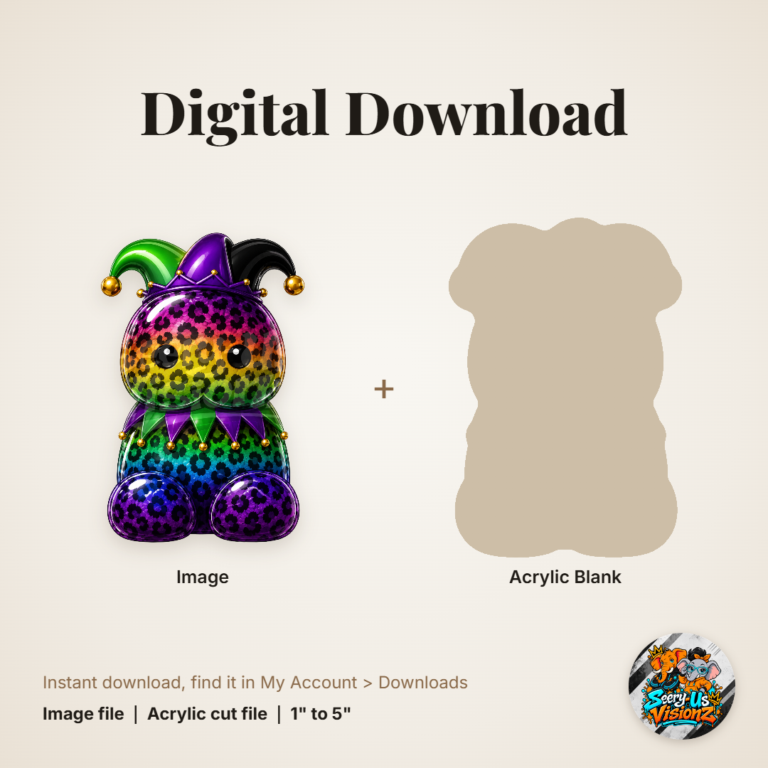 Rainbow Leopard Jester Jelly acrylic blank and digital download