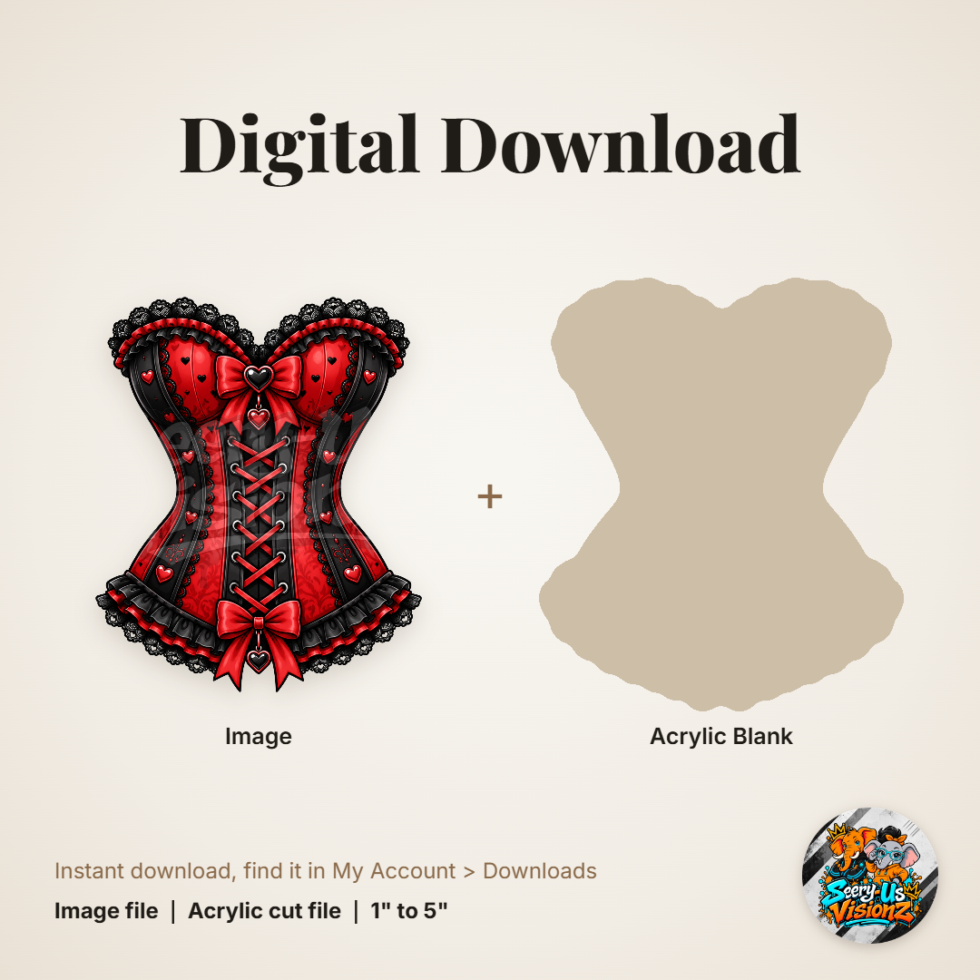 Red Lace Corset acrylic blank and digital download