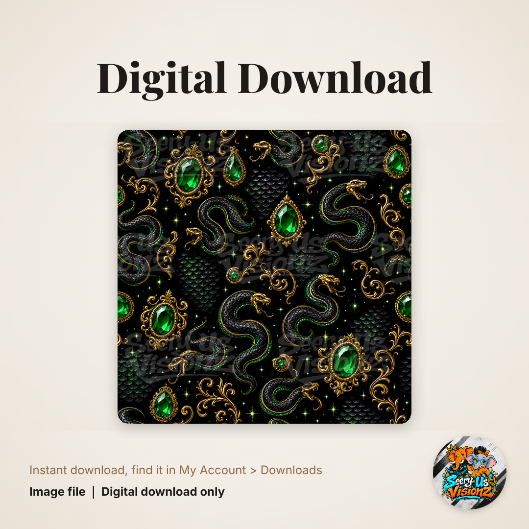 Green Jeweled Serpent Pattern Paper digital download
