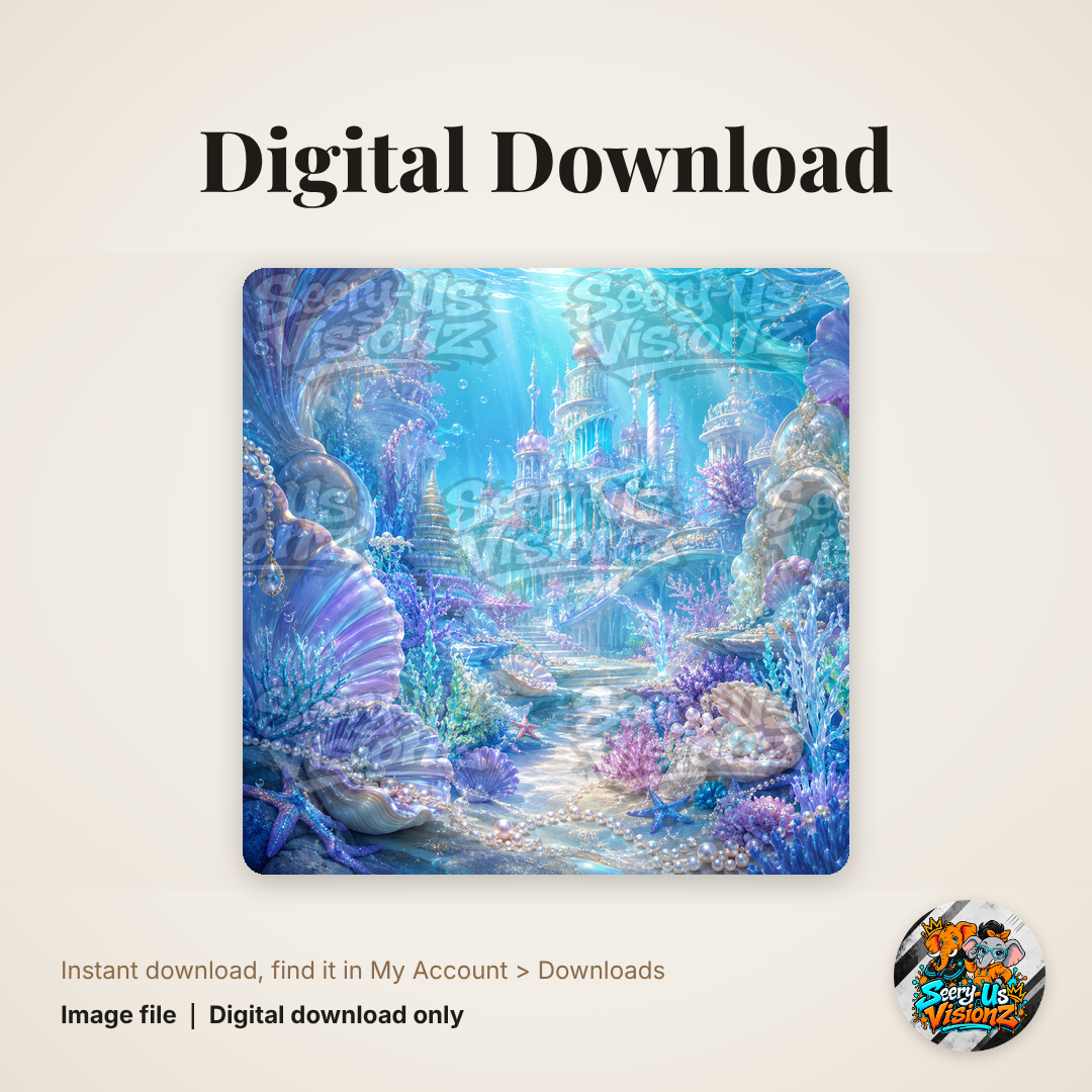 Blue Mermaid Palace Background digital download