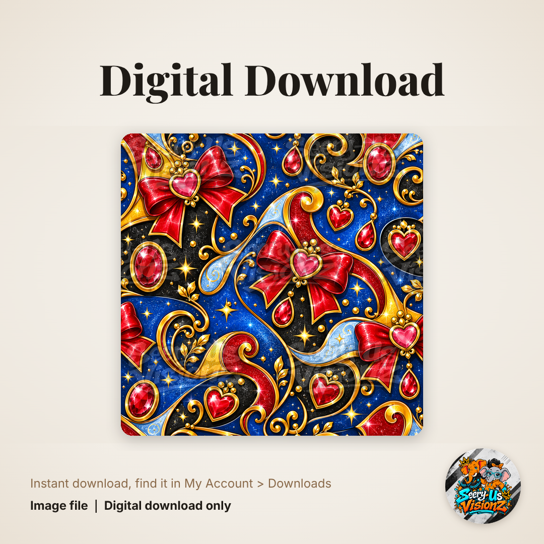 Red Heart Bow Pattern Paper digital download