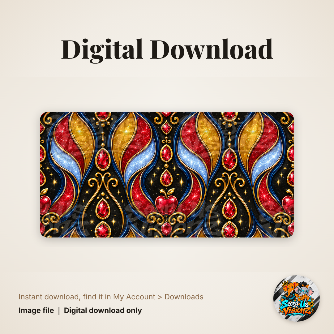 Red Gold Jewel Border Pattern digital download