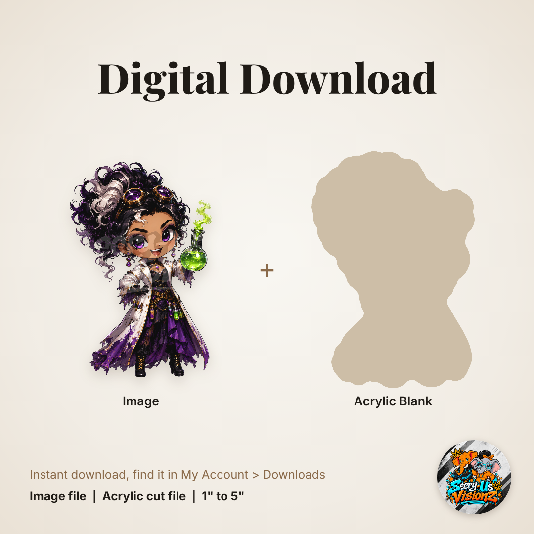 Chibi Witch With Green Potion acrylic blank and digital download