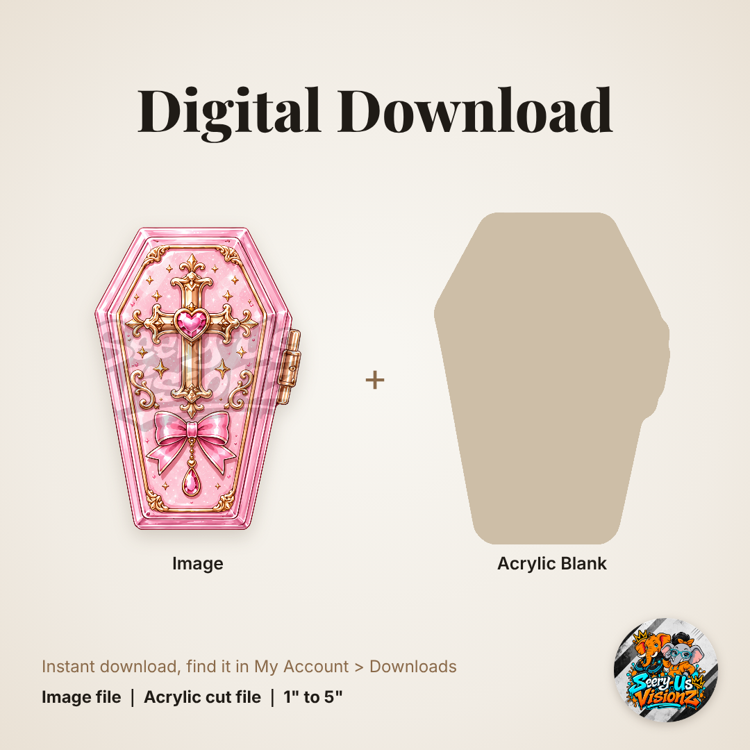 Pink Cross Coffin acrylic blank and digital download