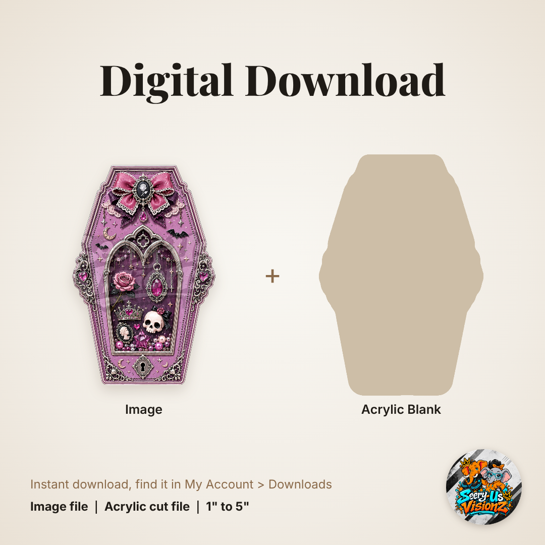 Lavender Skull Coffin Frame acrylic blank and digital download