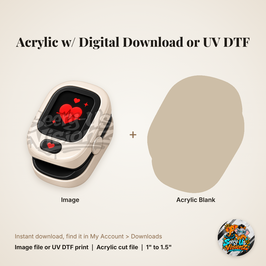 Red Pulse Oximeter Charm acrylic blank and digital download