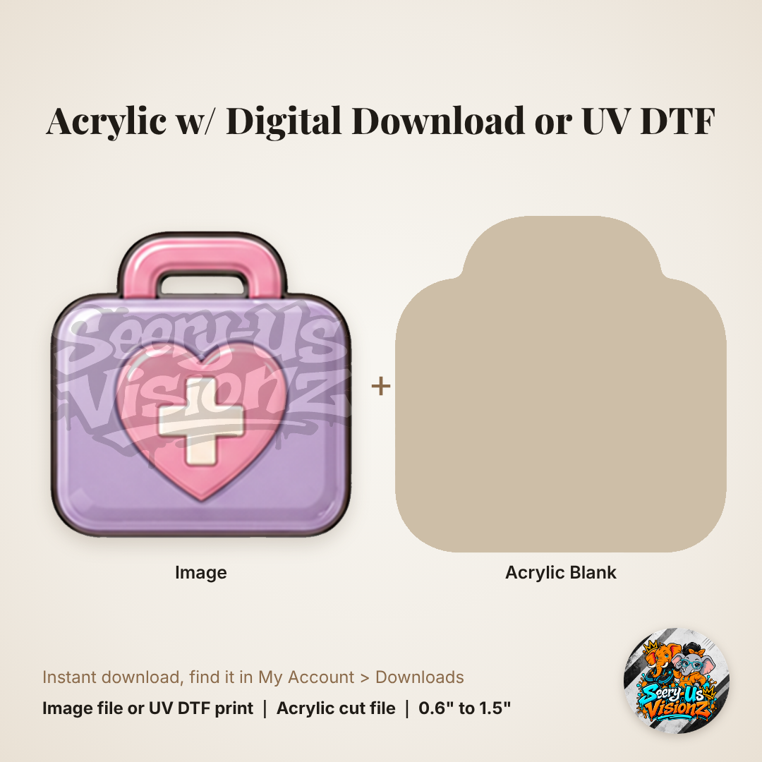 Lavender Heart First Aid Kit Charm acrylic blank and digital download