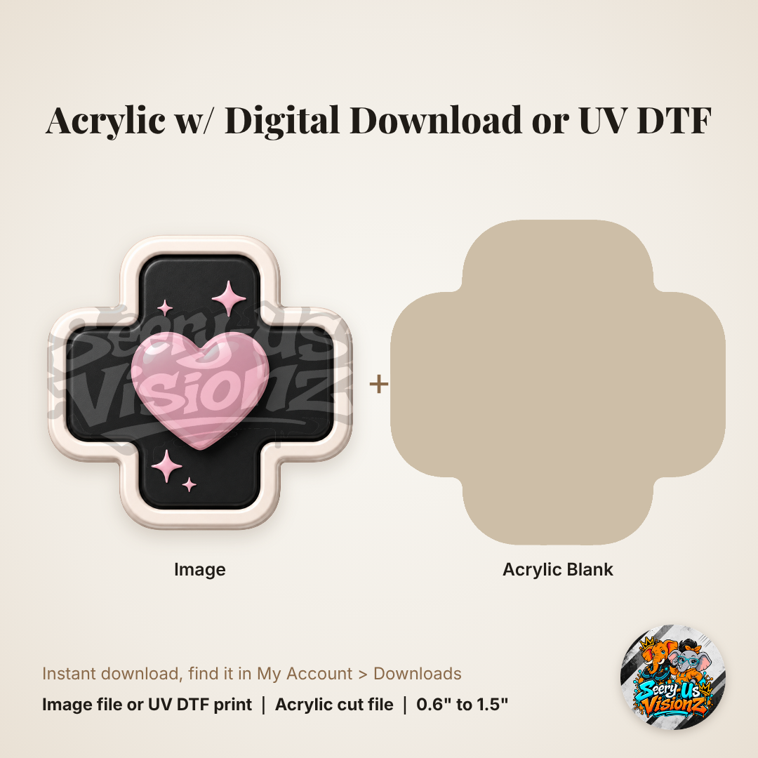 Pink Heart Medical Cross Charm acrylic blank and digital download