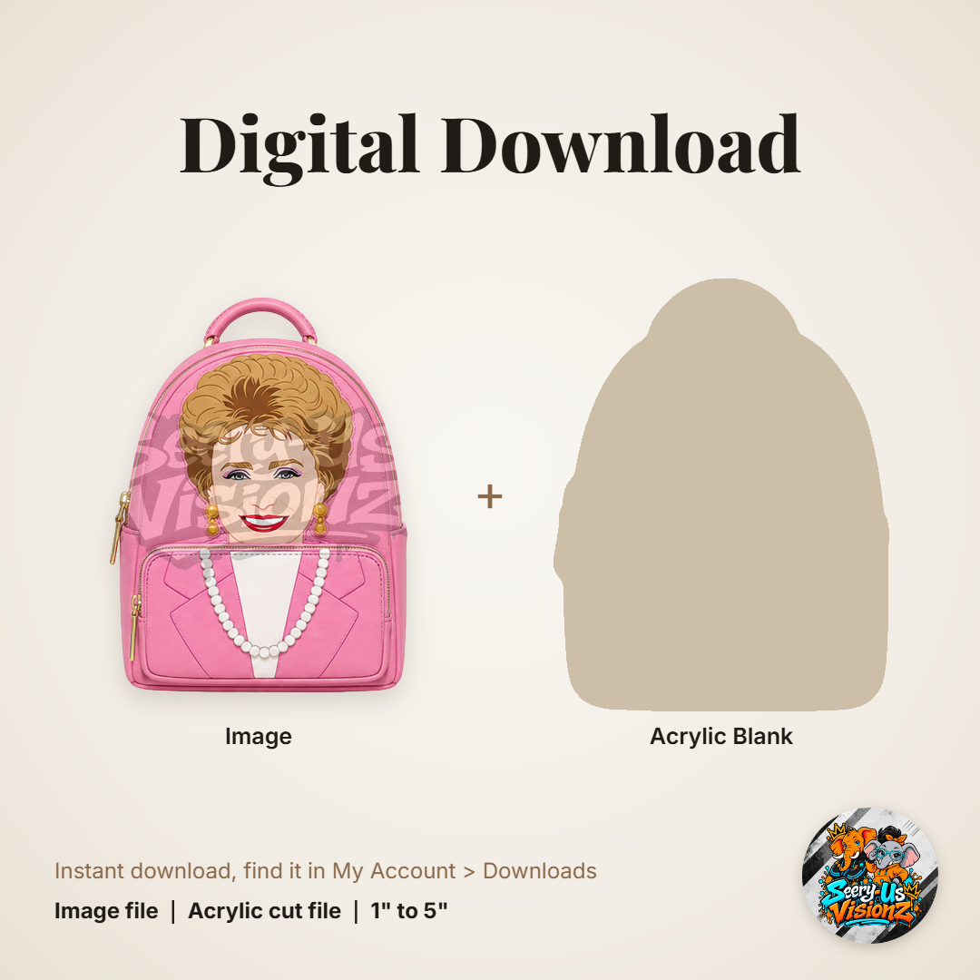 Pink Golden Lady Backpack acrylic blank and digital download