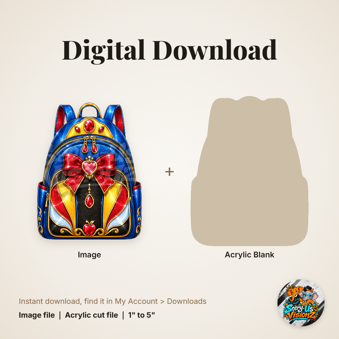 Apple Princess Backpack acrylic blank and digital download