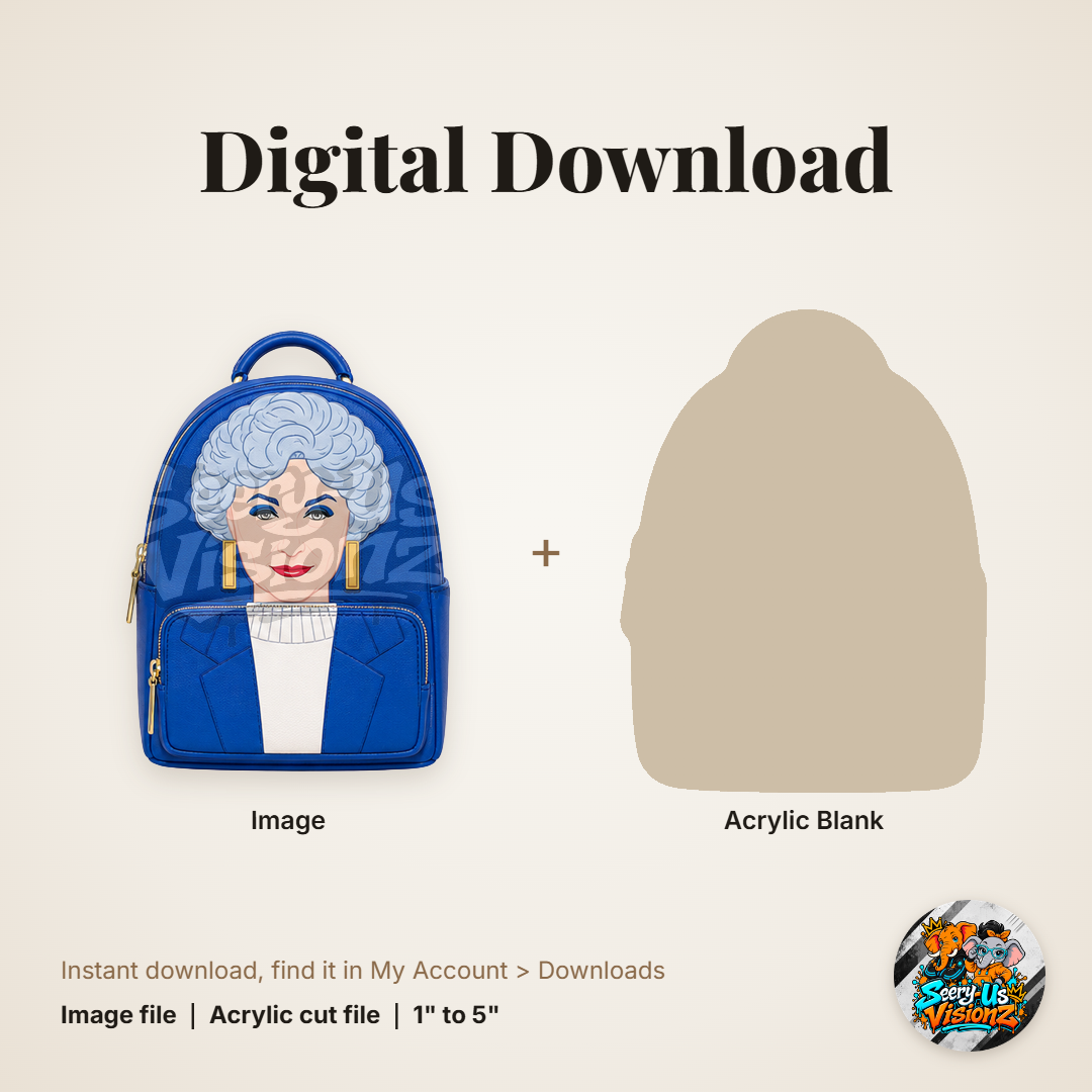 Blue Golden Lady Backpack acrylic blank and digital download