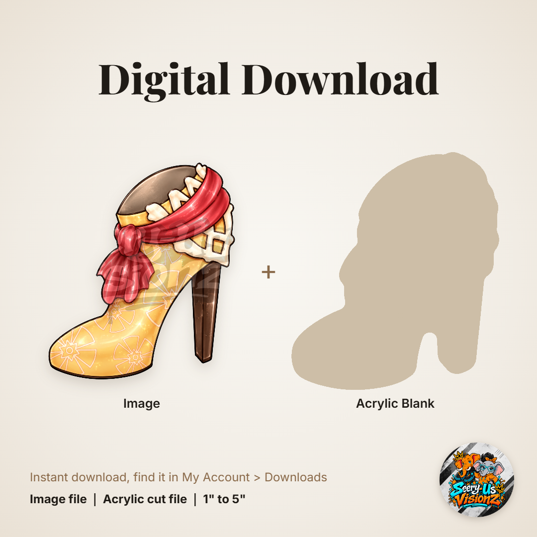 Fantasy Heel 3 acrylic blank and digital download