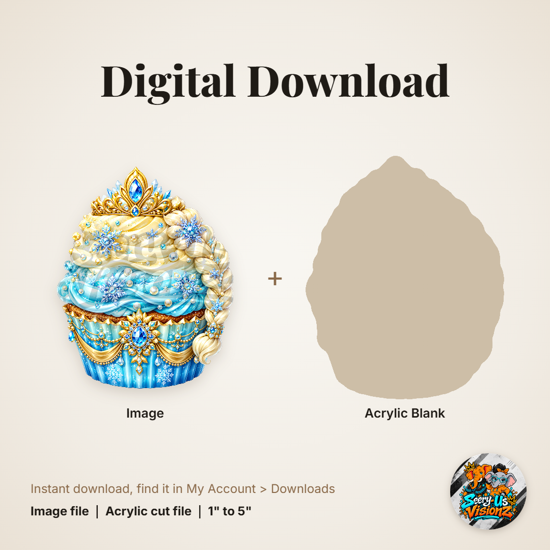 Ice Queen Braid Cupcake 2 acrylic blank and digital download