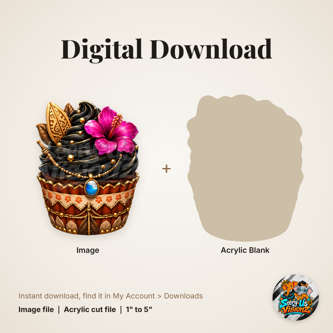Island Hibiscus Cupcake acrylic blank and digital download