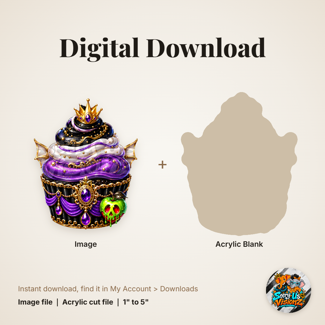Poison Apple Queen Cupcake 2 acrylic blank and digital download