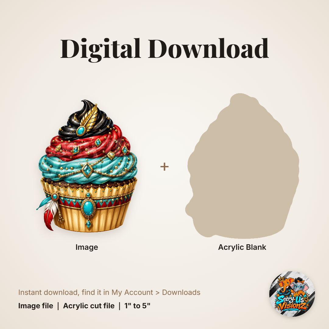 Feather Princess Cupcake acrylic blank and digital download