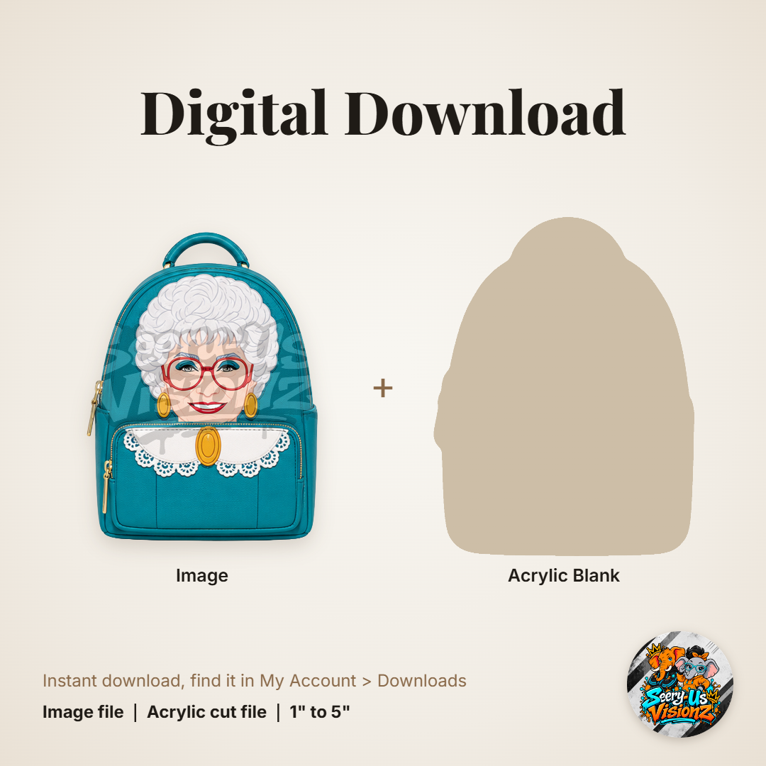 Teal Golden Lady Backpack acrylic blank and digital download
