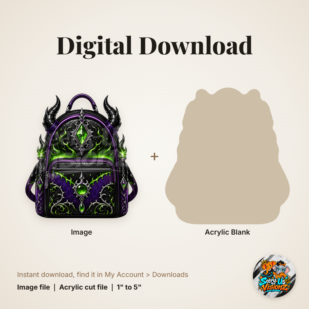 Dark Fairy Backpack acrylic blank and digital download