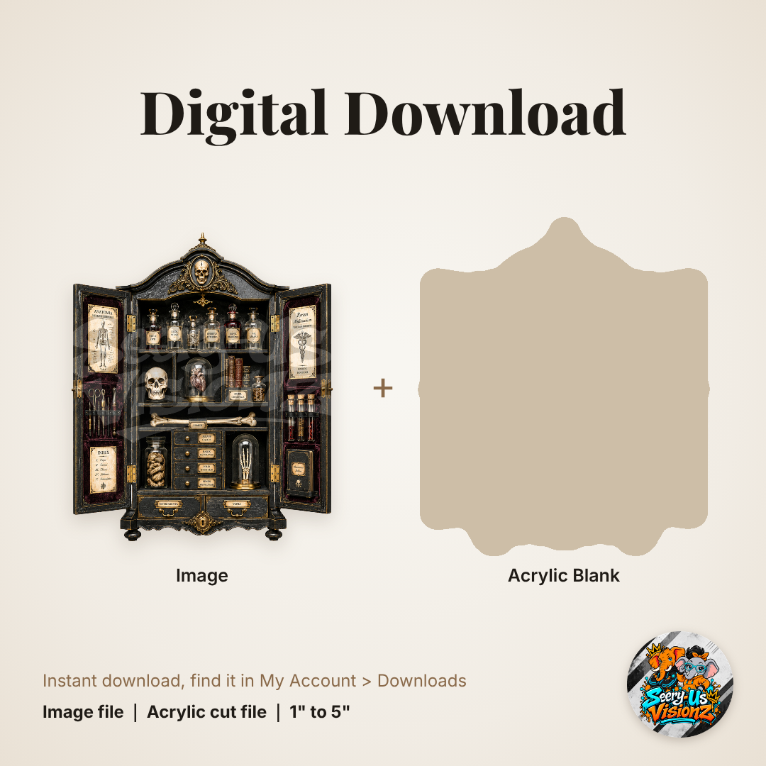 Oddities Apothecary Cabinet acrylic blank and digital download