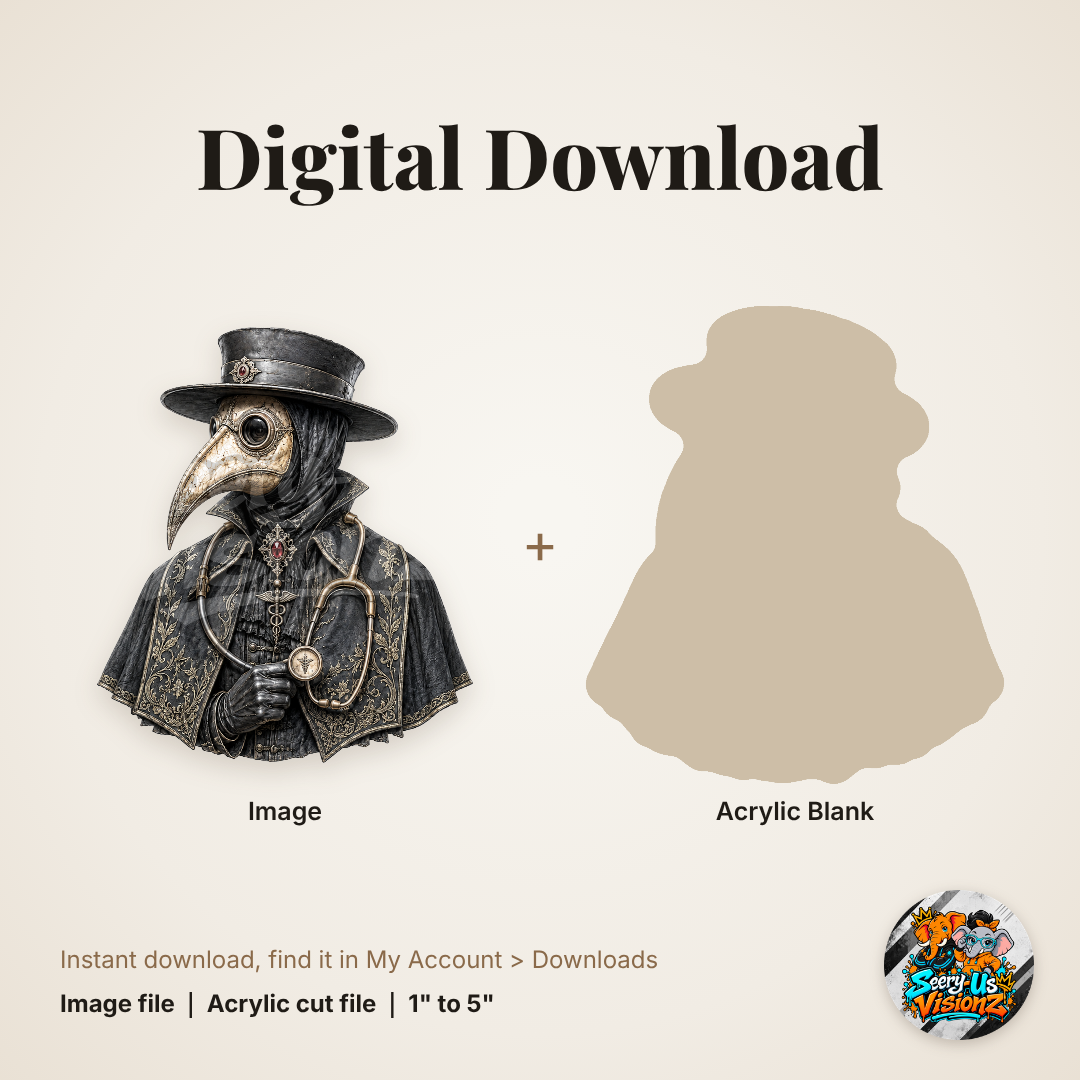Plague Doctor With Stethoscope acrylic blank and digital download