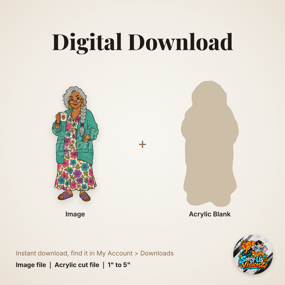Cozy Grandma Coffee Cardigan acrylic blank and digital download