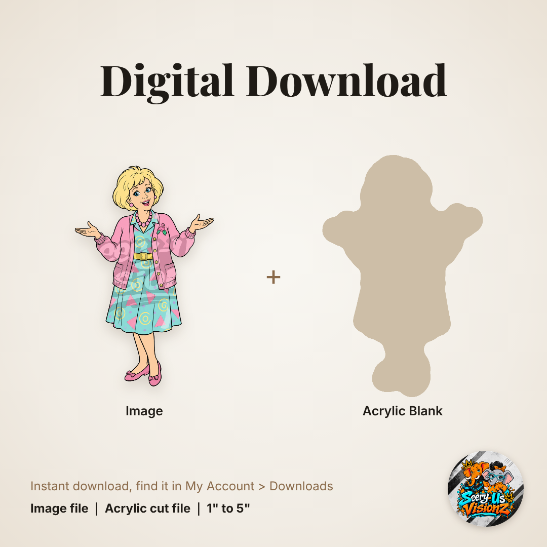 Sweet Grandma Pink Cardigan acrylic blank and digital download