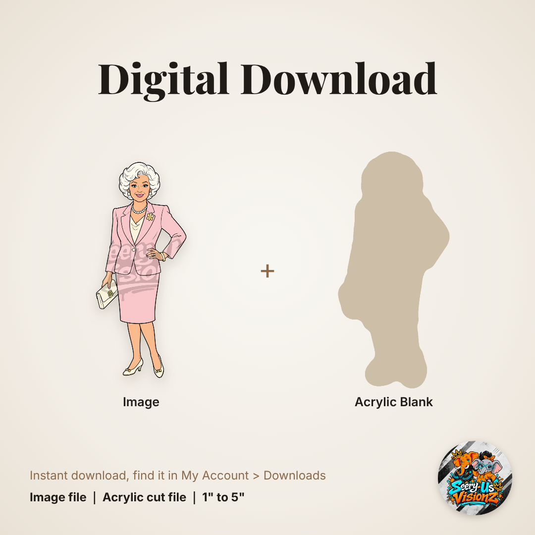 Classy Grandma Pink Skirt Suit acrylic blank and digital download