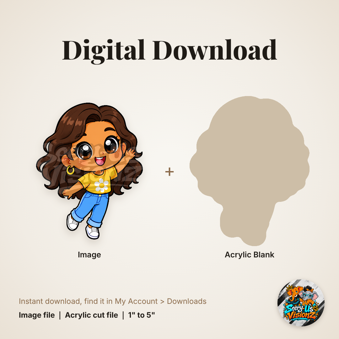 Chibi Girl Daisy Tee acrylic blank and digital download