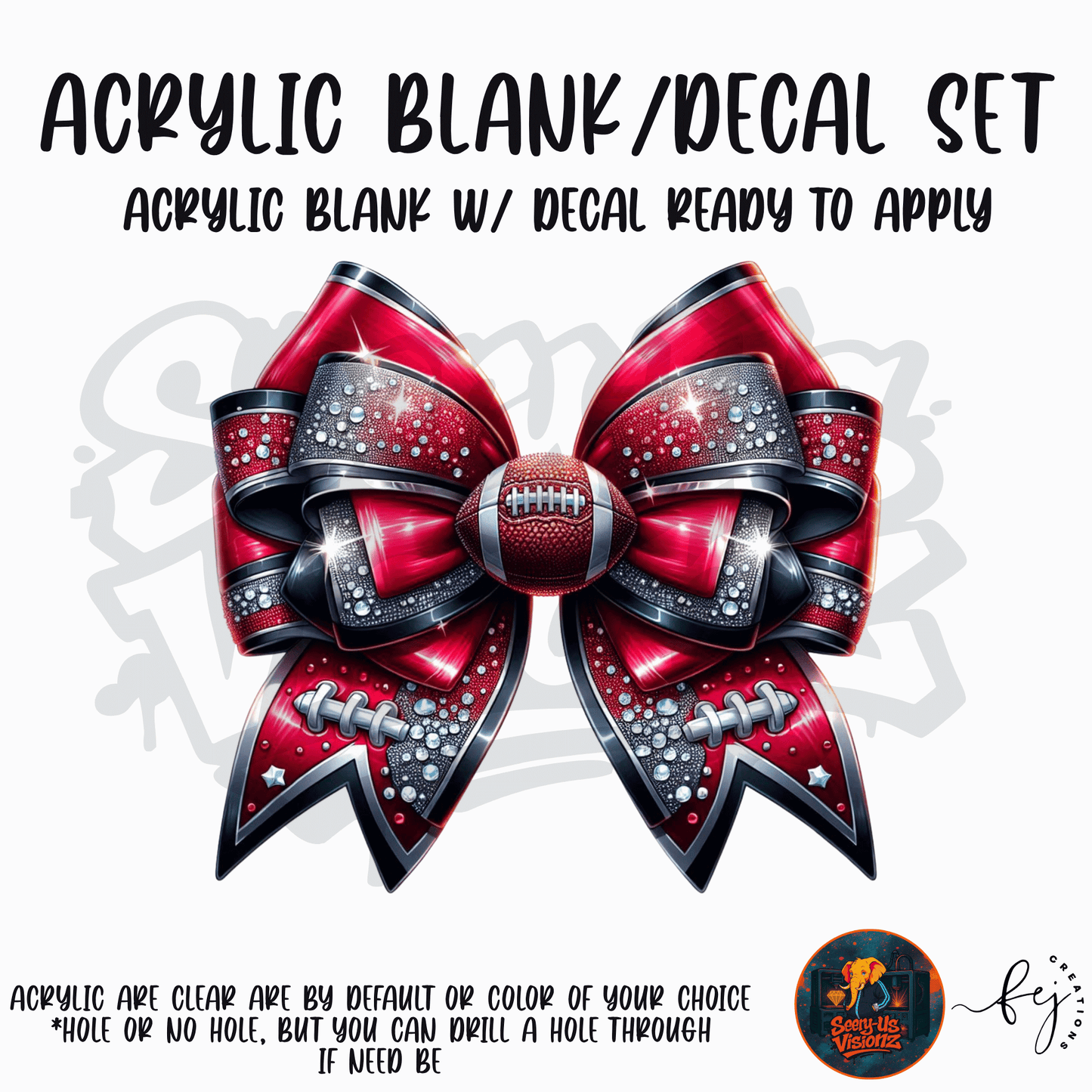 Red Steel Bow themed acrylic blank with hole at top, multipurpose crafting shape