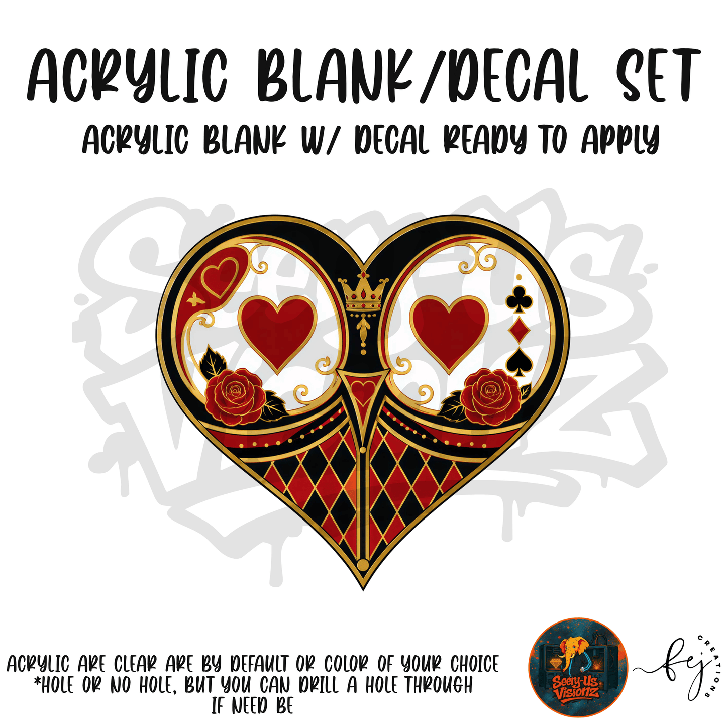 Royal Heart Cheeks adult themed acrylic blank with hole for crafting, novelty and 21+ gifts