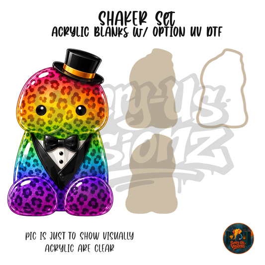 Rainbow Leopard Tuxedo Jelly shaker set acrylic blanks