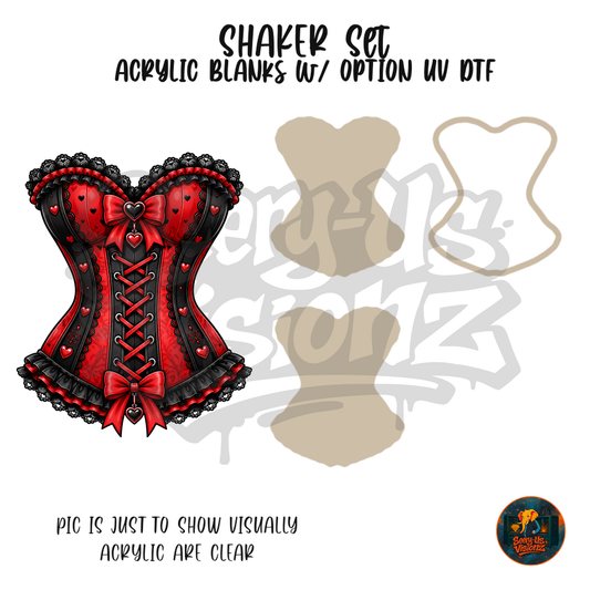 Red Lace Corset shaker set acrylic blanks