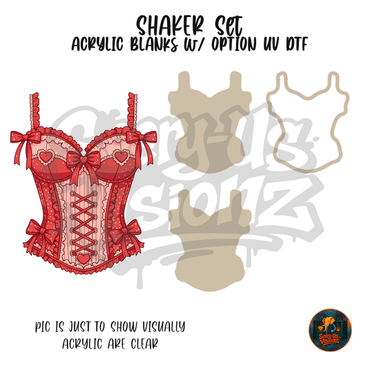Red Corset Charm shaker set acrylic blanks
