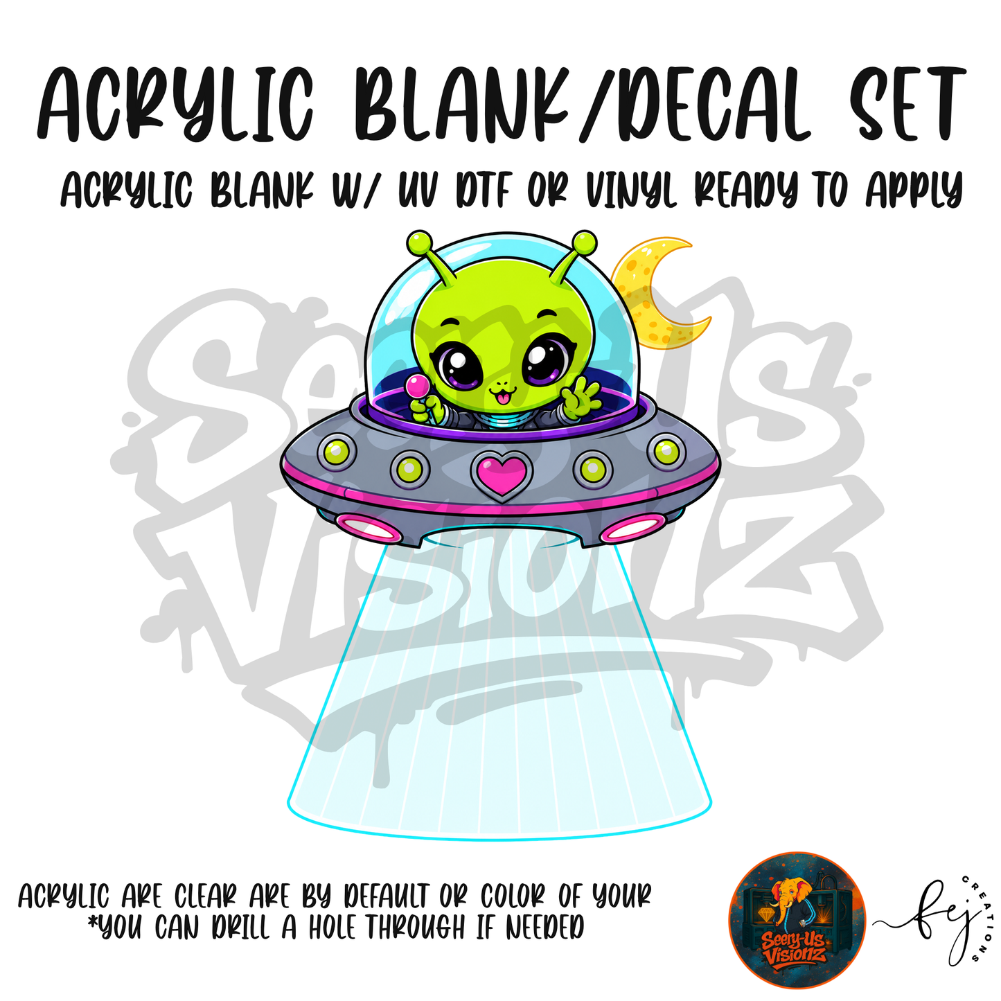 UFO Alien acrylic blank and decal kit