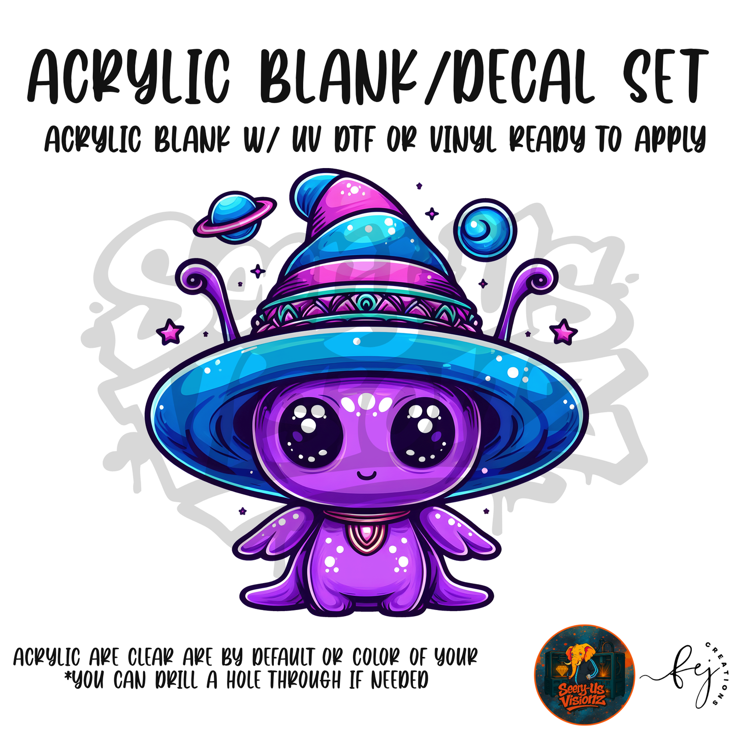 Cosmic Wizard Alien acrylic blank and decal kit