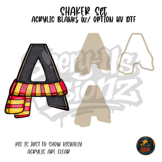 Letter A Striped Scarf shaker set acrylic blanks