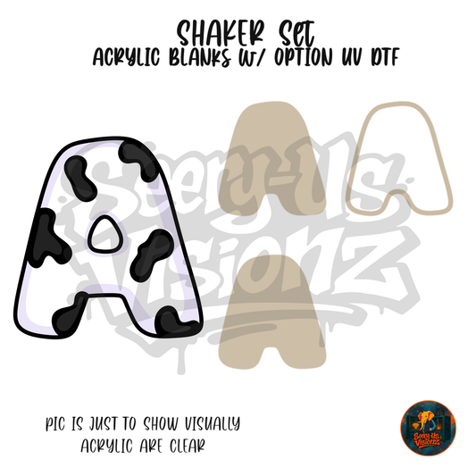 Letter A Cow Print shaker set acrylic blanks
