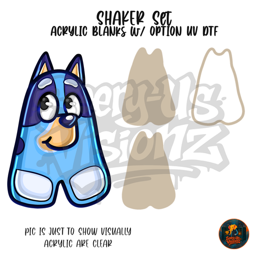 Letter A Blue Heeler Pup shaker set acrylic blanks
